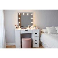 Hollywood Vanity Dressing Table with LED Mirror & Drawers - White