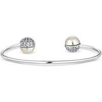 Rhodium Plated Pearl & Crystal Pendant Necklace - Elegant Statement Jewellery