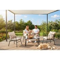 4-Piece Outdoor Patio Set with Cushions and Sturdy Steel Frame