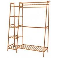 Spacious Bamboo Bedroom Clothes Rack with Shelves, 130cm Brown