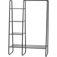 Freestanding Metal Garment Rack with Shelves - Black