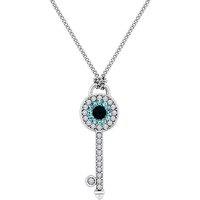 Diamond Style Rhodium Key Pendant Necklace - Elegant Silver-Tone Jewellery, Two Designs