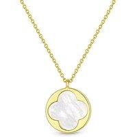 Gold Plated Pearl Clover Pendant Necklace - Adjustable Chain, Reversible Design