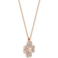 Rose Gold Flower Crystal Pendant Necklace - Adjustable Reversible Design by Diamond Style London