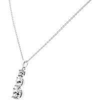 Diamond Style London Rhodium Plated Trio Crystal Pendant Necklace - Adjustable Silver Chain, Statement Jewellery