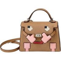Unisex Black Hermes- Mosaic Doll Kelly Bag with Retro Pixel Face Design