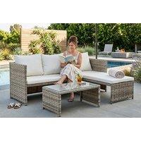 Grey Florence L-Shaped Outdoor Rattan Corner Sofa Set with Table