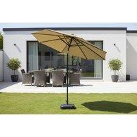 3m Traditional Patio Parasol with Plastic Base - Taupe