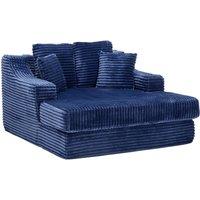 Corduroy Upholstered Chaise Lounge Sofa Bed with Cup Holder & Pillows - Blue or Green