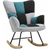 Tufted Linen Upholstered Multicoloured Rocking Chair