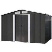 6x8 FT Metal Apex Roof Garden Tool Storage Shed with Sliding Doors