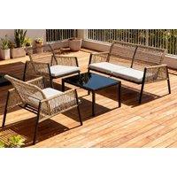 4-Seater Garden Furniture Set with Metal Framing & Glass Coffee Table