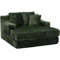 Chic Green Corduroy Chaise Lounge Sofa Bed with Cup Holder & Pillows