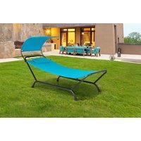 Outdoor Hammock with Stand, Cushion & Adjustable Canopy for Garden Lawn