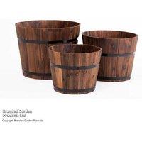 Rustic Wooden Barrel Planter - Hand-Crafted Fir, Drainage, 3 Sizes