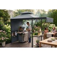 Spacious Grill Gazebo with Dual Adjustable Awnings and Storage Hooks, 398 x 153cm
