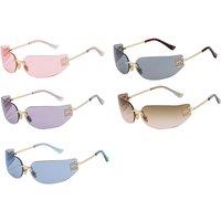 Blue Women's Frameless Curved Sunglasses with UV400 Protection - 5 Colours