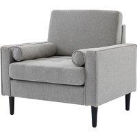 Mid‑Century Linen Upholstered Single Armchair Sofa - Grey