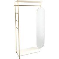 170cm Freestanding Metal Clothes Rail with Full-Length Mirror & Shelf