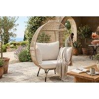 Oversized Rattan Egg Chair with 4 Cushions - Light Brown