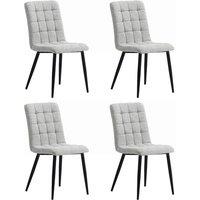 4-Piece Tufted Modern Armless Dining Chairs Set with Metal Legs