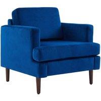 Blue Fleece-Upholstered Mid-Century Single Armchair Sofa
