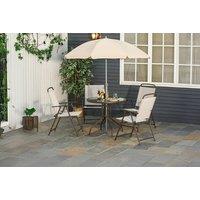 Outsunny 6-Piece Garden Furniture Set with Table, Parasol & 4 Chairs - 2 Colours