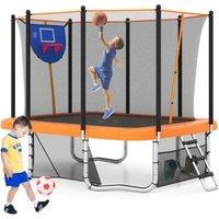 317 x 255 cm Rectangle Outdoor Trampoline with Basketball Hoop & Goal - 3 Colours