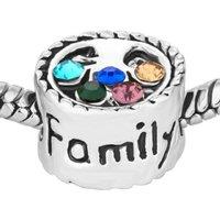 Silver-Tone Multi-Colour Crystal Charm Bracelet - 18.5cm Snake Chain, Secure Barrel Clasp, Fashion Bangle