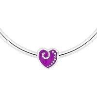 Silver-Tone Purple Heart Charm Bangle Bracelet - Diamond Style London, Durable, Gift-Ready