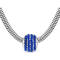 Royal Blue Beads & Crystals Silver-Tone Charm Bracelet - Adjustable Gift Bangle