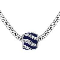 Royal Blue Crystal Charm Bracelet - Silver Tone, Adjustable, Gift-Ready - Diamond Style London