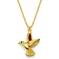 Diamond Style London 14ct Gold Plated Hummingbird Pendant Necklace with Crystals - Adjustable Chain