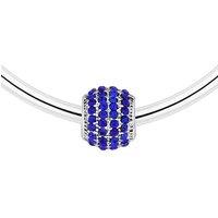 Royal Blue Solid Charm Bangle Bracelet - Silver Tone, Crystal-Studded, 20cm, Modern Gift