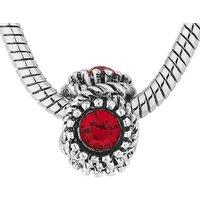 Rhodium Silver Plated Ava Charm Bracelet - Red Crystal Beads, Adjustable, Hypoallergenic by Diamond Style London