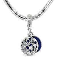 Rhodium Silver Plated Fiesta Charm Bracelet - Adjustable, Crystal Accents, 19cm, Unique Charms