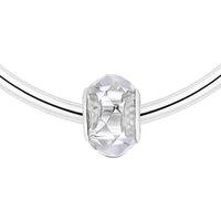 Diamond Style London Silver-Tone Charm Bangle Bracelet - 20cm, Crystal Beads, Elegant Gift