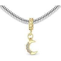 Rhodium Plated Celestial Charm Bracelet - Mixed Metal, Crystal Accents, Secure Clasp, Elegant Gift