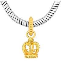 Gold Crown Charm Bracelet - Mixed Metal, Adjustable Snake Chain, Crystal Accents, 19.5cm - Diamond Style London