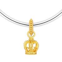 Diamond Style London Mixed Metal Charm Bracelet - Gold Crown, Crystal Accents, 19.5cm, Solid Chain