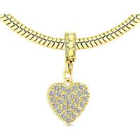 Gold & Rhodium Plated Charm Bracelet - Heart, Moon & Horseshoe, 19cm - Diamond Style London