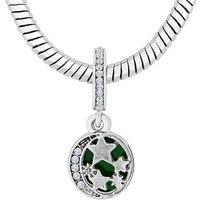 Diamond Style London Silver & Green Charm Snake Chain Bracelet - 19.5cm, Barrel Clasp