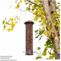 Weather-Resistant Peanut & Sunflower Heart Bird Feeder - Brassed Steel, Songbird-Friendly
