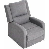 Single Linen Upholstered Recliner Armchair with Massage & Heat Function - Grey