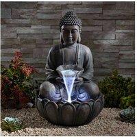 Bronze Sitting Buddha Garden Ornament - Outdoor Water Feature, Polyresin Sculpture