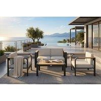 Outsunny 4-Seater Aluminium Garden Set with Loveseat, Armchairs, and Table - Beige