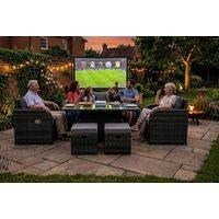 7-Seater Rattan Garden Set with Adjustable Table, Reclining Lounge Chairs & Footstools