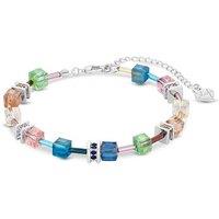 Diamond Style London Adjustable Cube Crystal Bracelet - Blue Geometric Bead, 15-19cm, Lobster Clasp
