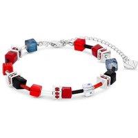 Adjustable Crystal Cube Bead Bracelet in Red - Modern Geometric Style, 15-19cm, by Diamond Style London