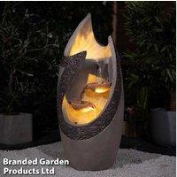 Cascading Flame Effect Garden Water Feature - Outdoor Patio Decor, Weather-Resistant Sculpture